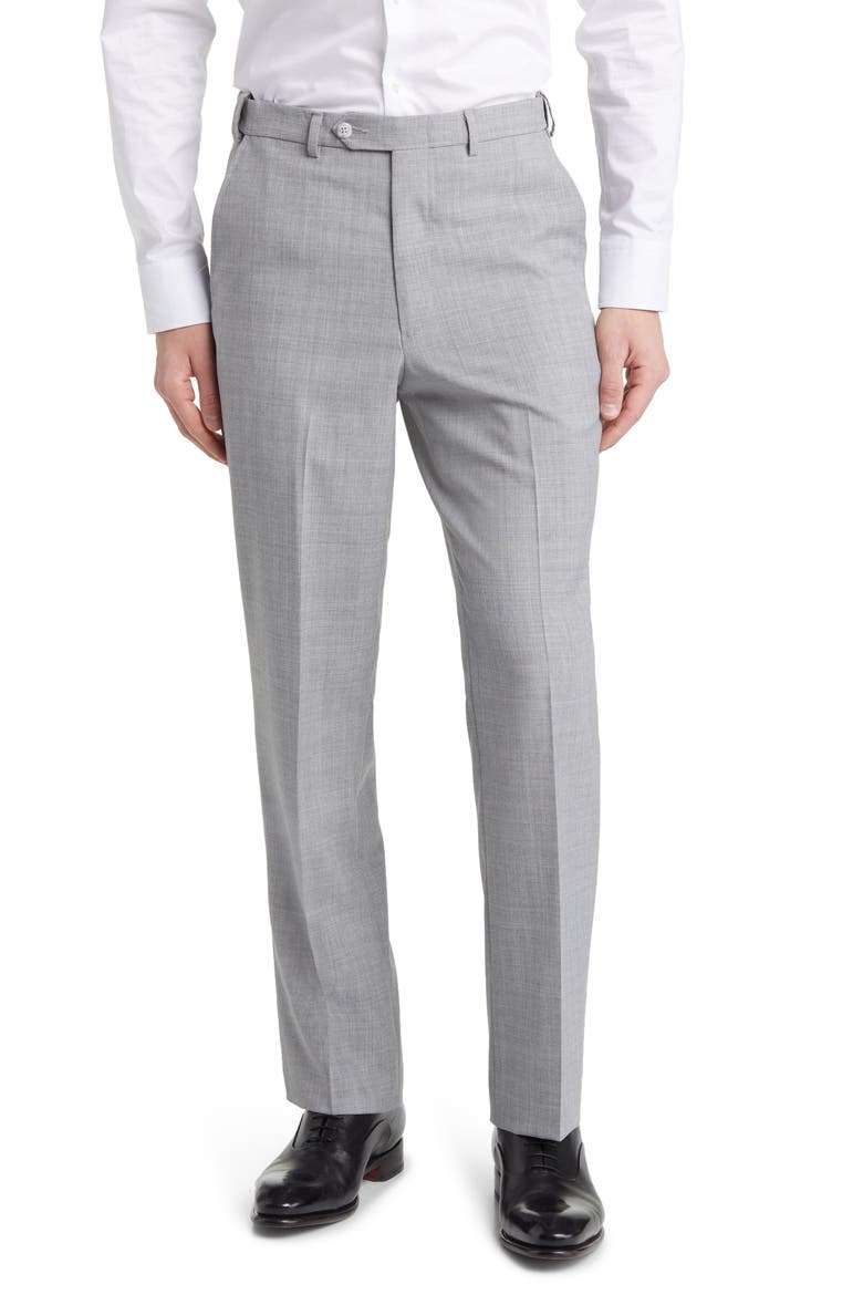 Self Sizer Flat Front Dress Pants, Main, color, LIGHT GREY