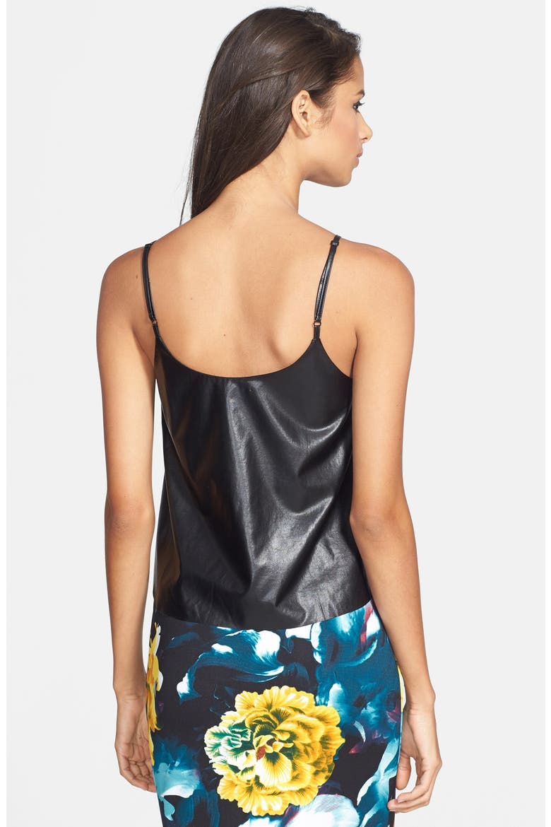 ASTR Faux Leather Camisole, Alternate, color, BLACK