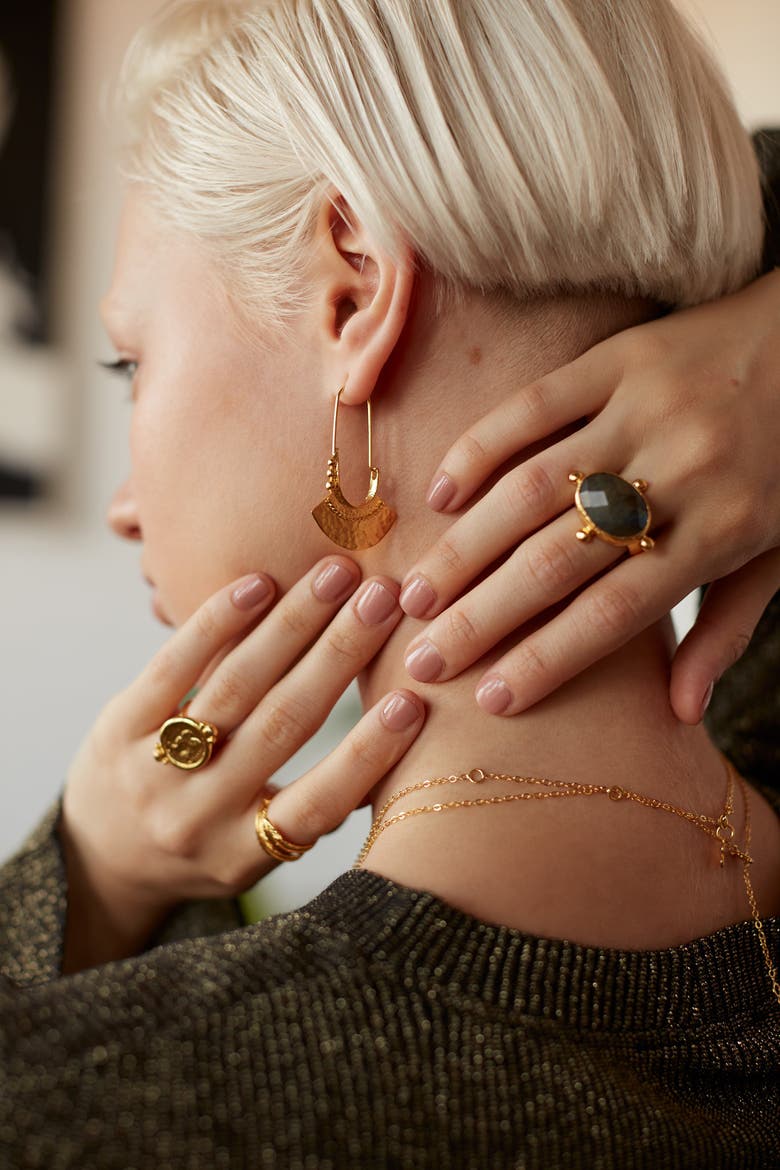 Selma Drop Earrings, Alternate, color, Brass