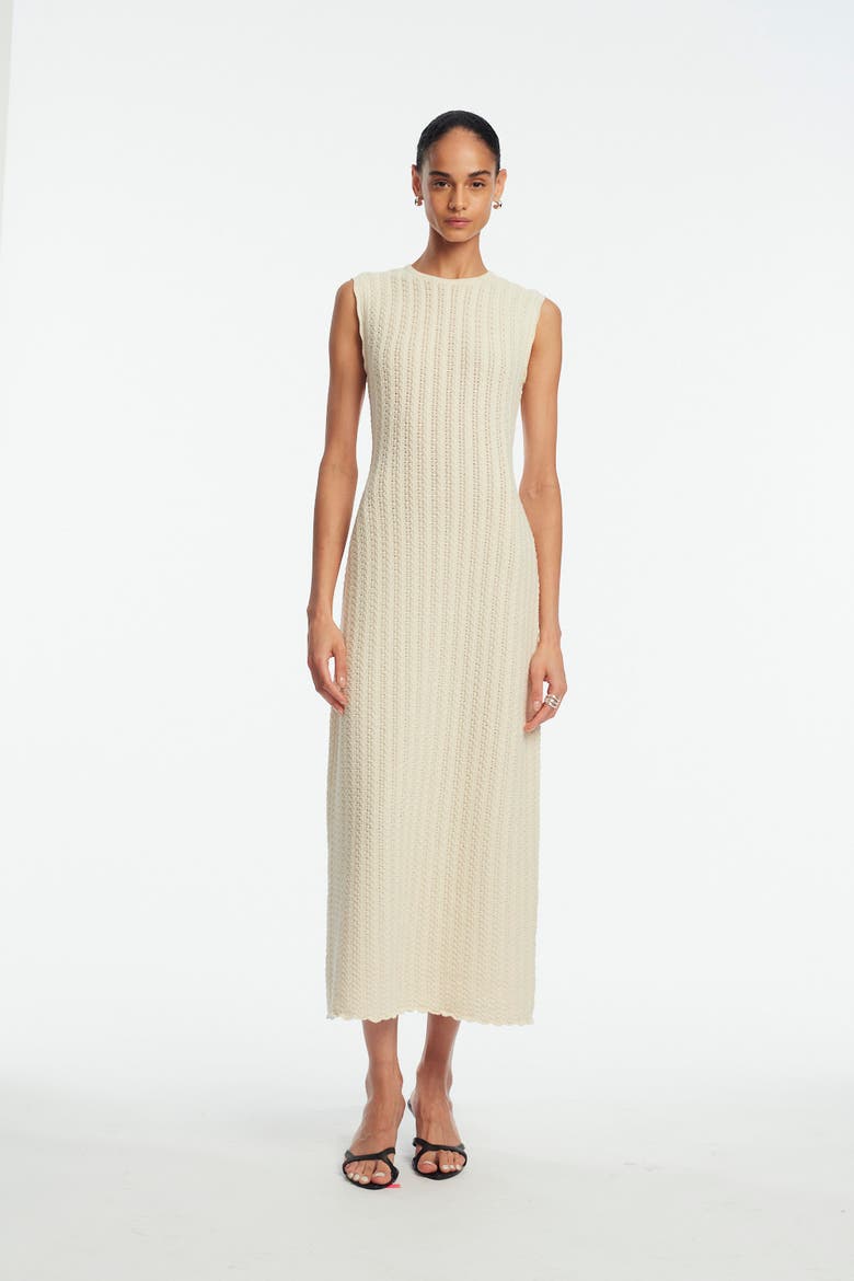 Pointelle Knit Scallop Edge Dress, Alternate, color, Cream