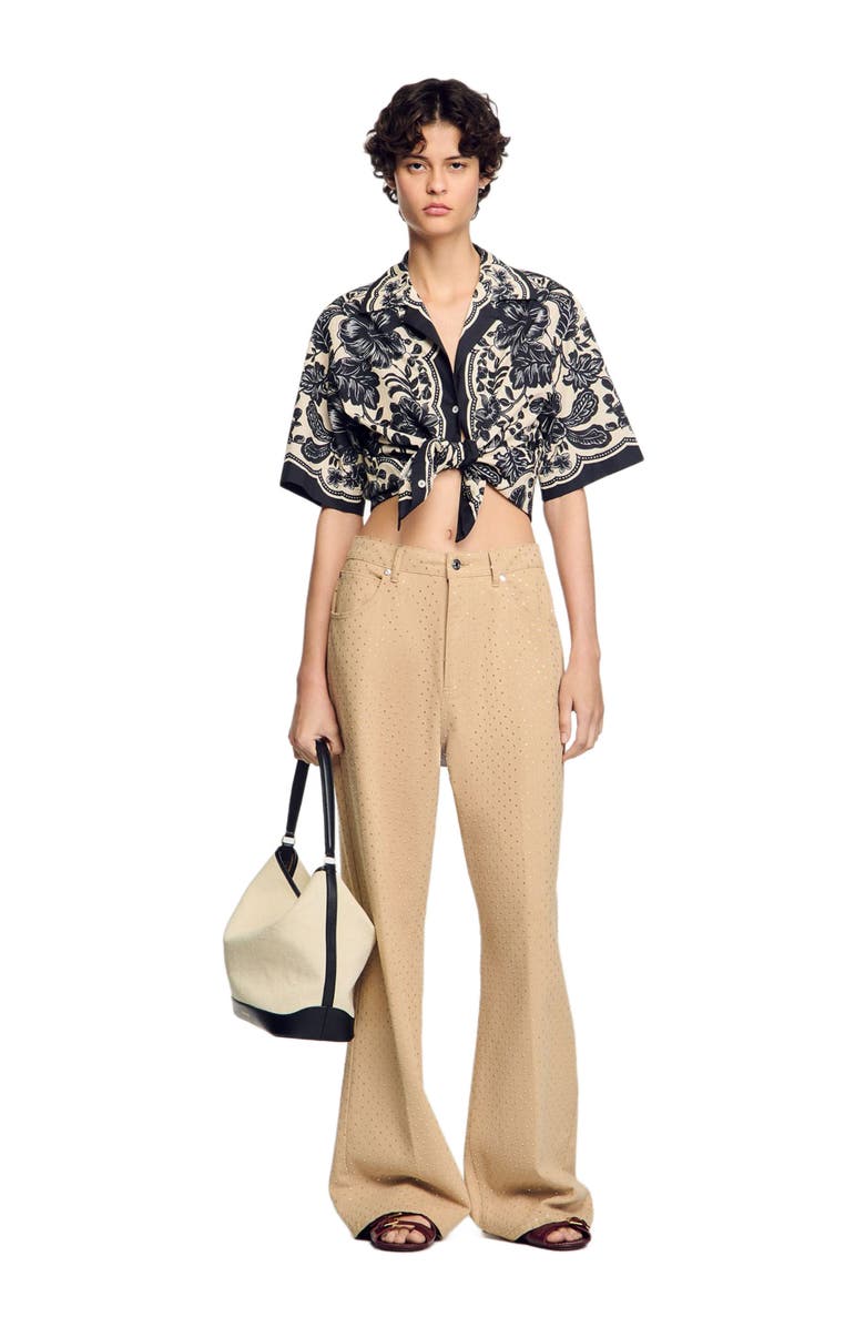 SANDRO Rhinestone-embellished jeans, Alternate, color, 