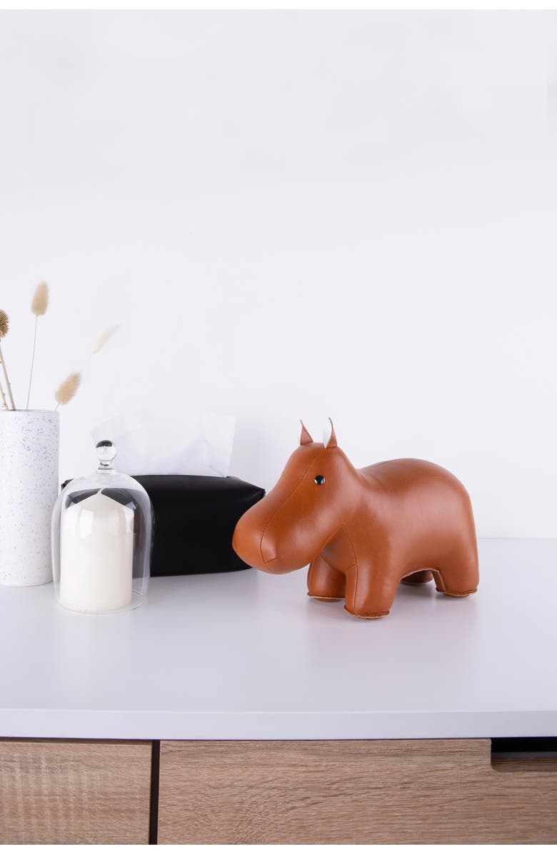 Zuny Hippo Bookend, Alternate, color, Tan White