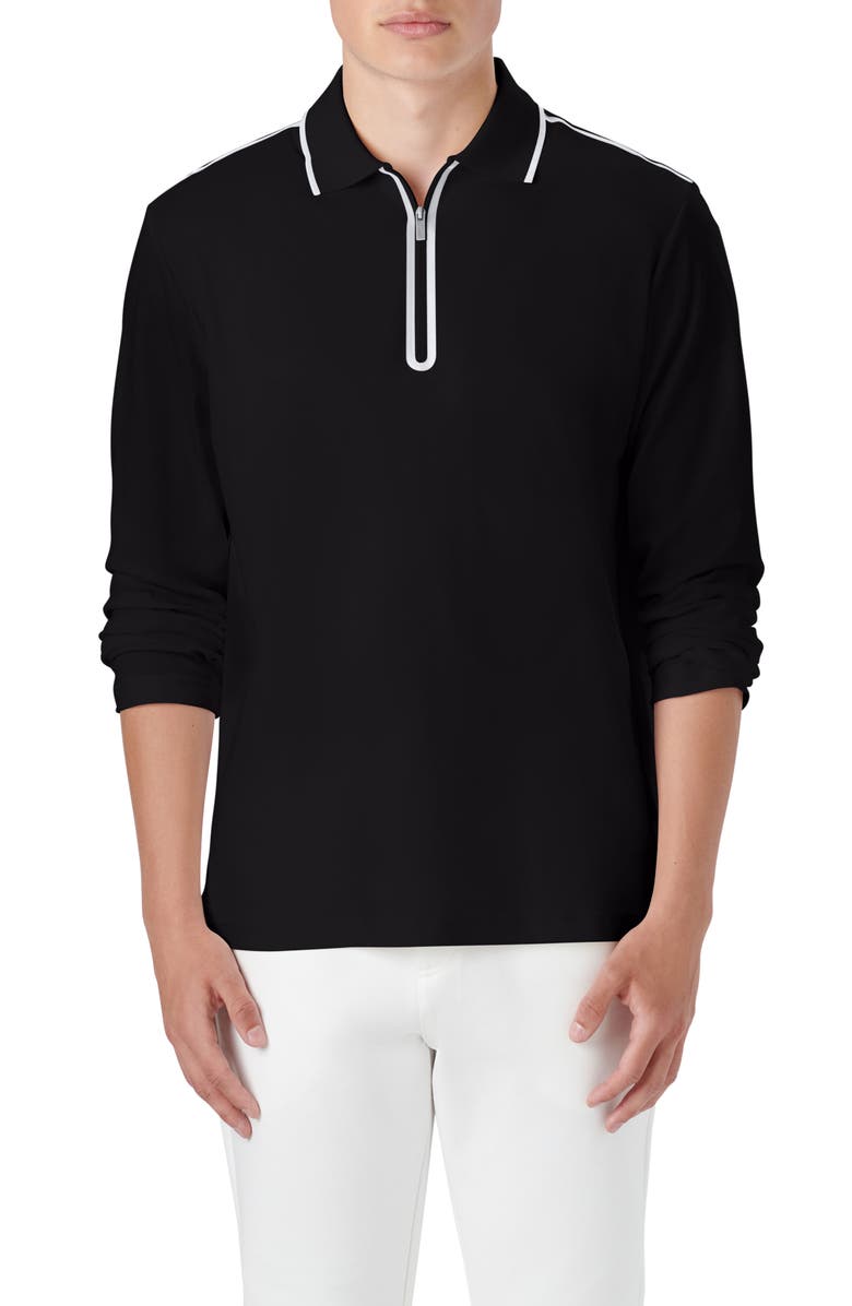 Bugatchi Long Sleeve Quarter Zip Polo, Main, color, 