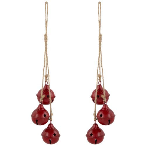 Northlight Cascading Christmas Jingle Bell Ornaments- 13.5" In Red