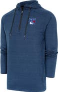 ANTIGUA Men's Antigua Heather Navy New York Rangers Spikes Raglan Quarter-Zip Hoodie