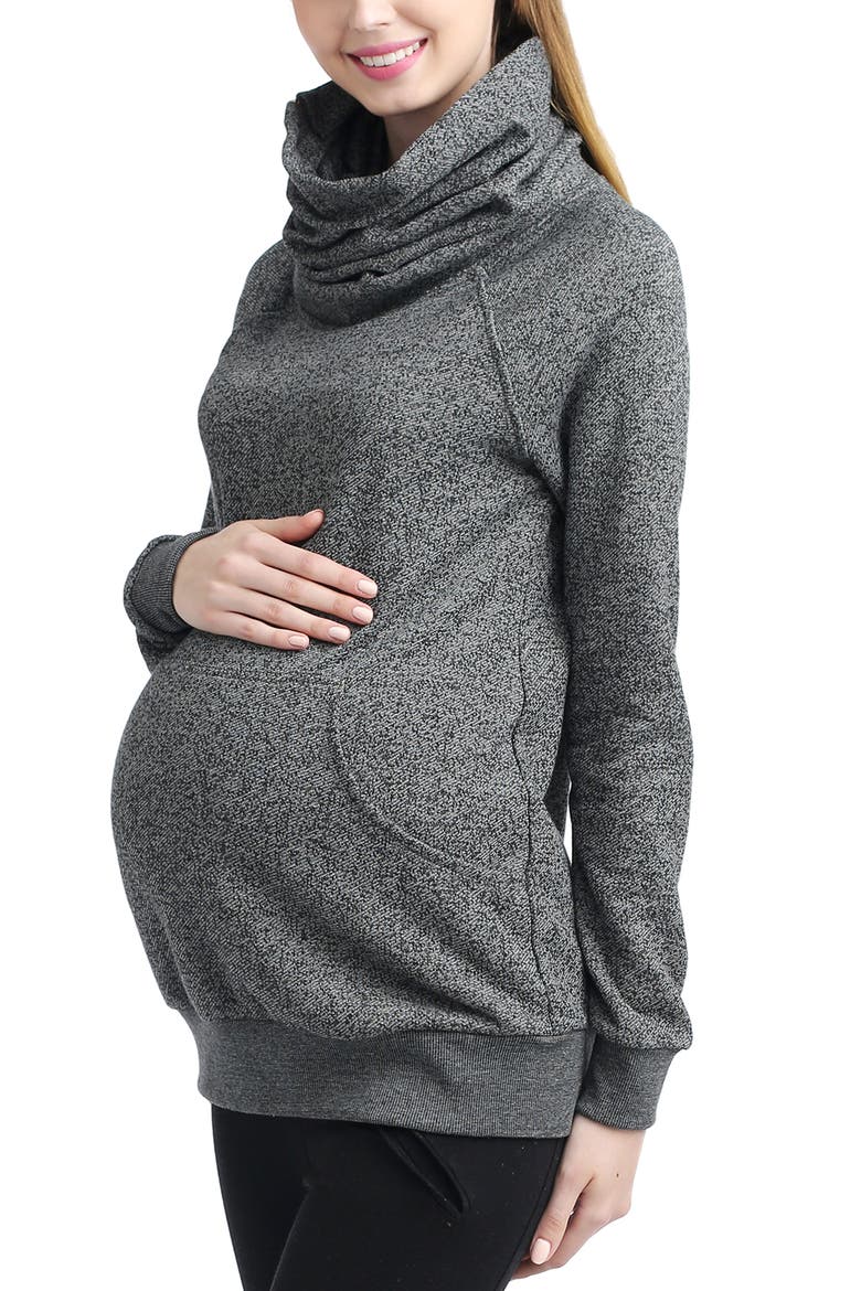 Thea Gathered Maternity Sweatshirt, Alternate, color, Gray