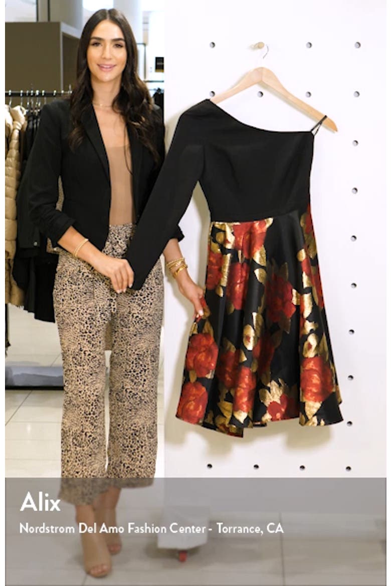 Roslin One-Shoulder Jacquard Cocktail Dress video