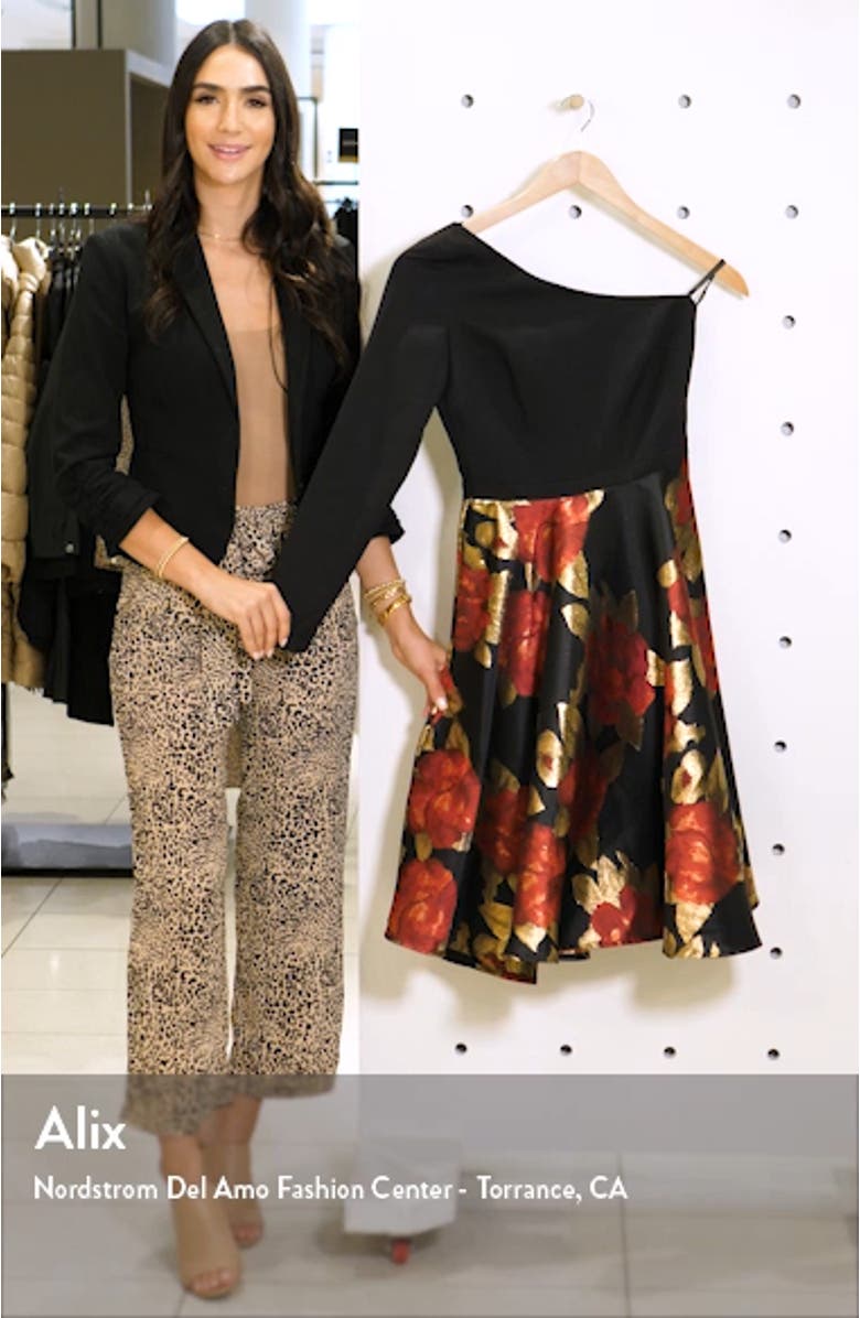 Roslin One-Shoulder Jacquard Cocktail Dress, sales video thumbnail