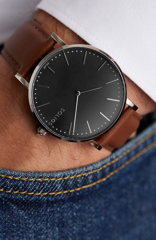 Solios Watches The Solar Classic | Black Dial In Brown Vegan Leather