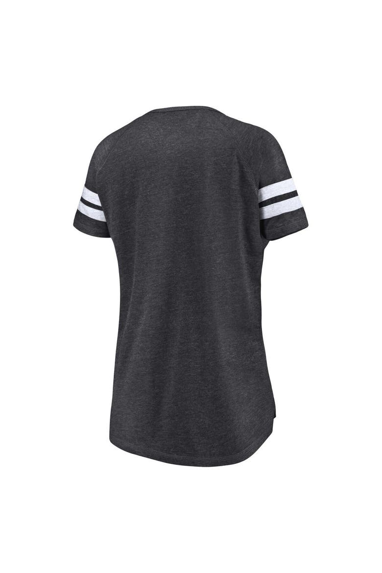 Women's Fanatics Branded Heather Charcoal New York Mets Quick Out Tri-Blend Raglan Notch Neck T-Shirt, Alternate, color, Heather Charcoal