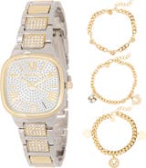 True Religion 4-Piece Square Dial Watch & Bracelet Set