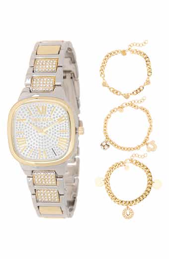 True Religion 4-Piece Square Dial Watch & Bracelet Set