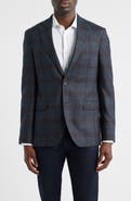 Jack Victor Midland Contemporary Fit Grey Deco Plaid Super 110s Wool Sport Coat