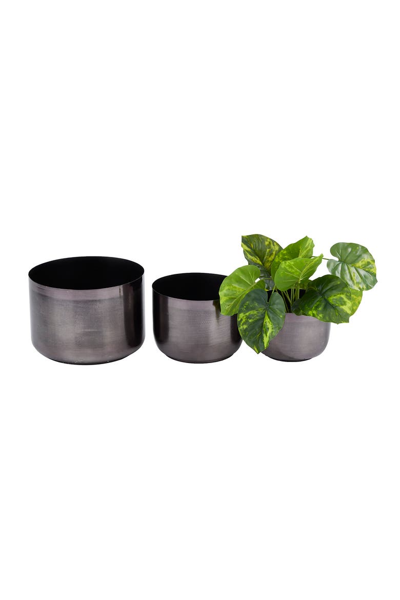 Black Metal Modern Planter, Alternate, color, BLACK