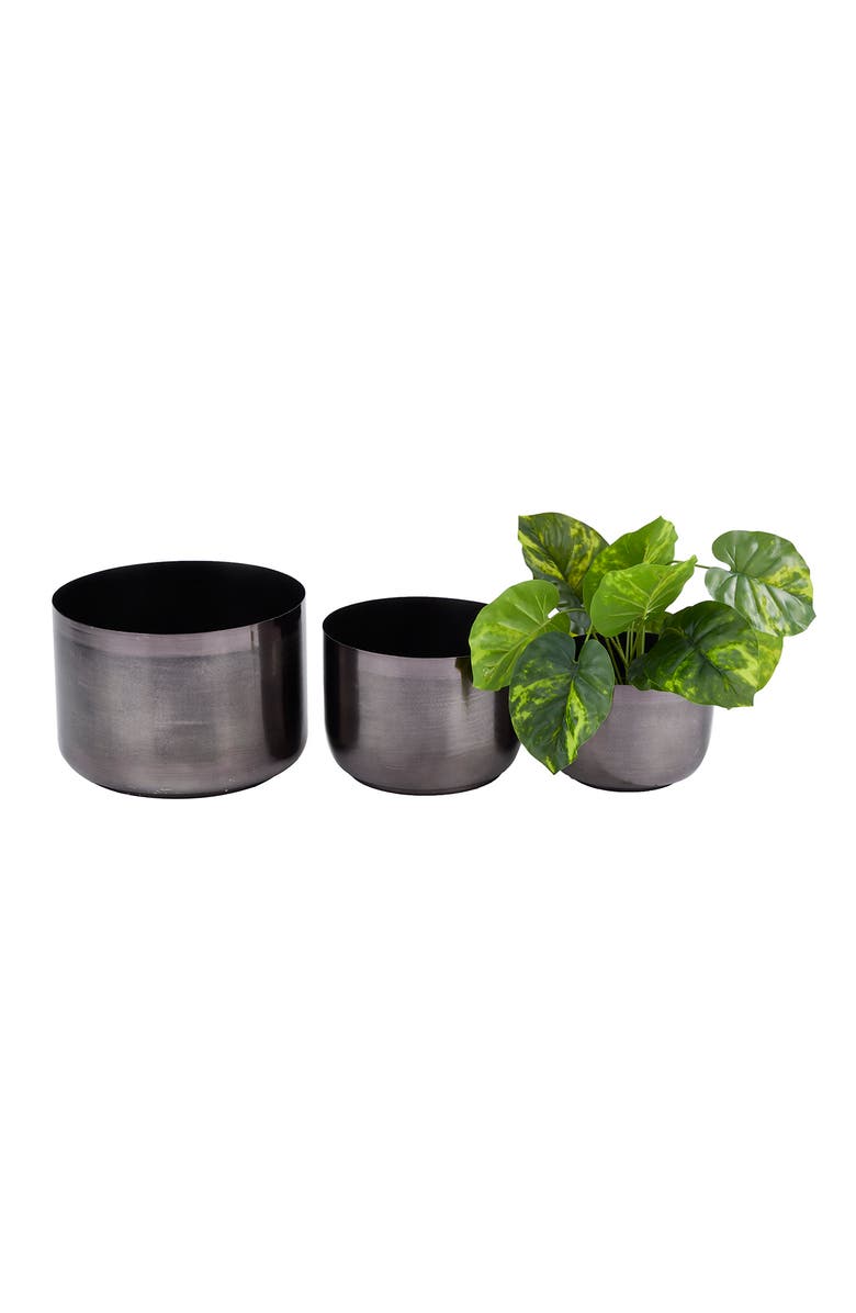 COSMO BY COSMOPOLITAN Black Metal Modern Planter, Alternate, color, 