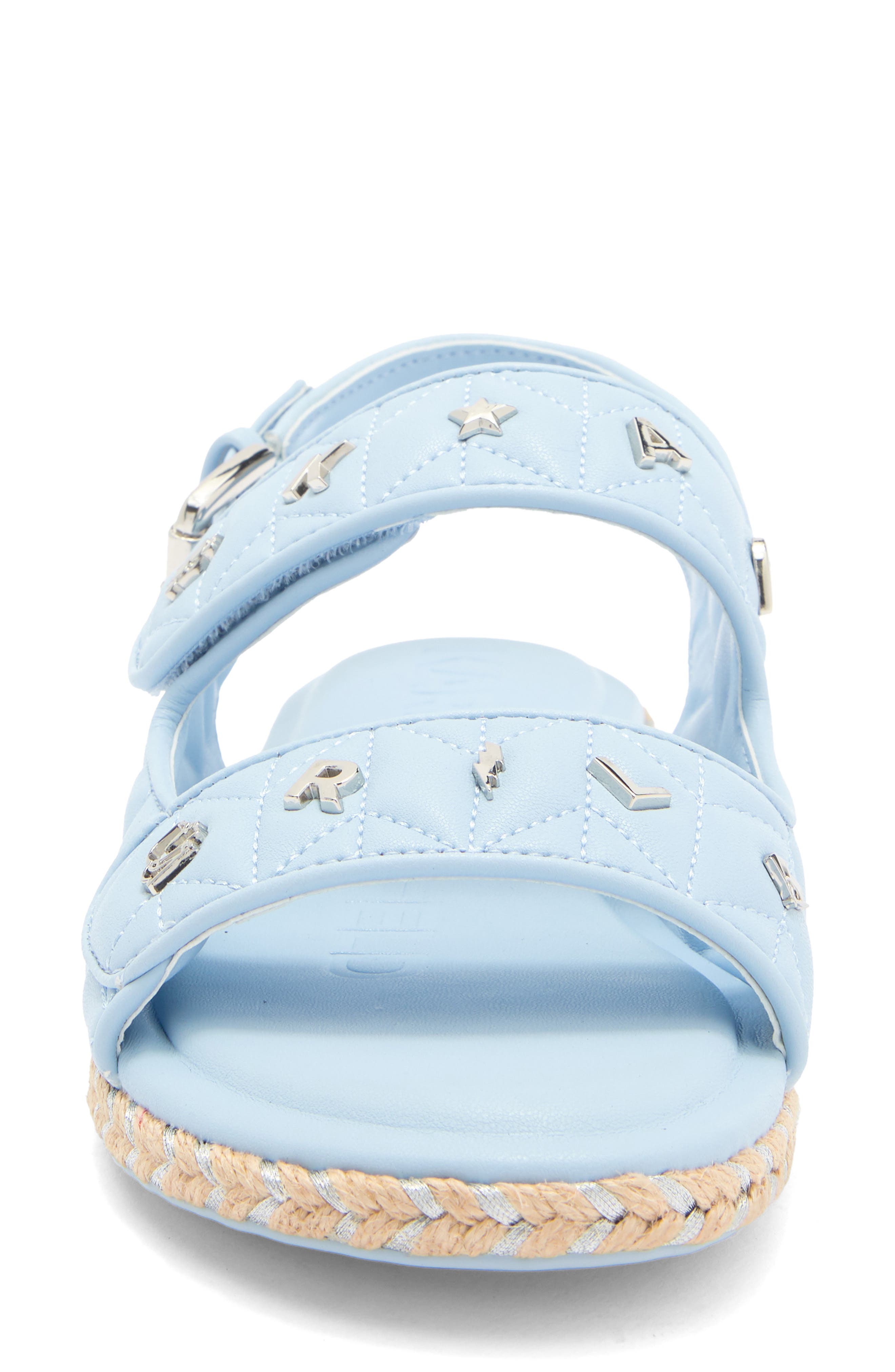 KARL LAGERFELD PARIS Charlay Studded Ankle Strap Sandal, Alternate, color, Light Blue