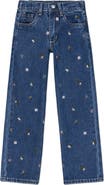 Joe's Jeans Kids' Mia Embroidered Floral Wide Leg Jeans