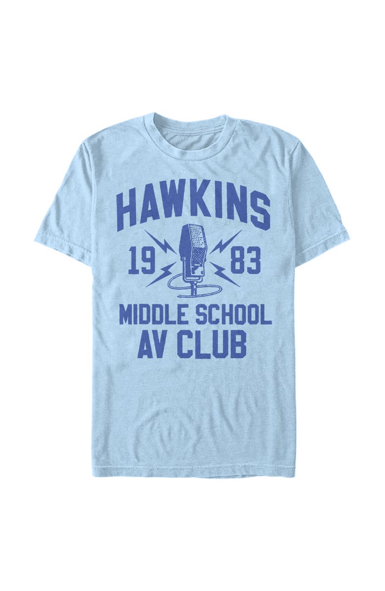 Stranger Things Men's Stranger Things Hawkins AV Club 1983  Graphic T-Shirt, Main, color, Light Blue