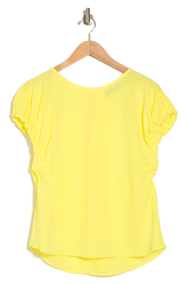 Gathered Cap Sleeve Top, Alternate, color, LEMON