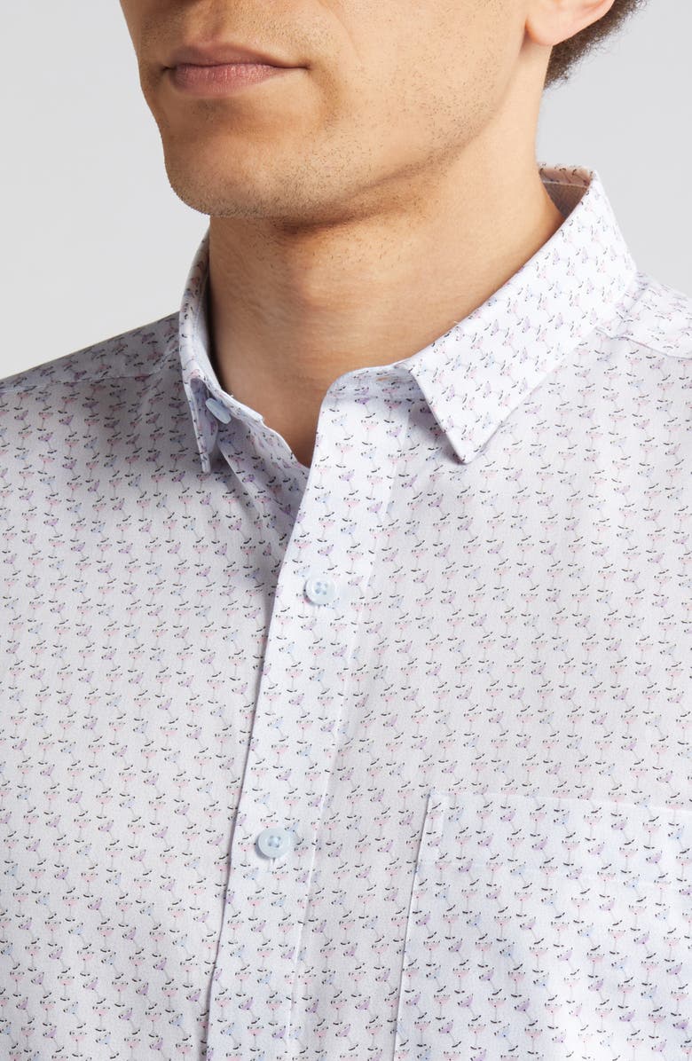 Johnston & Murphy Cocktail Print Cotton Button-Up Shirt, Alternate, color, 