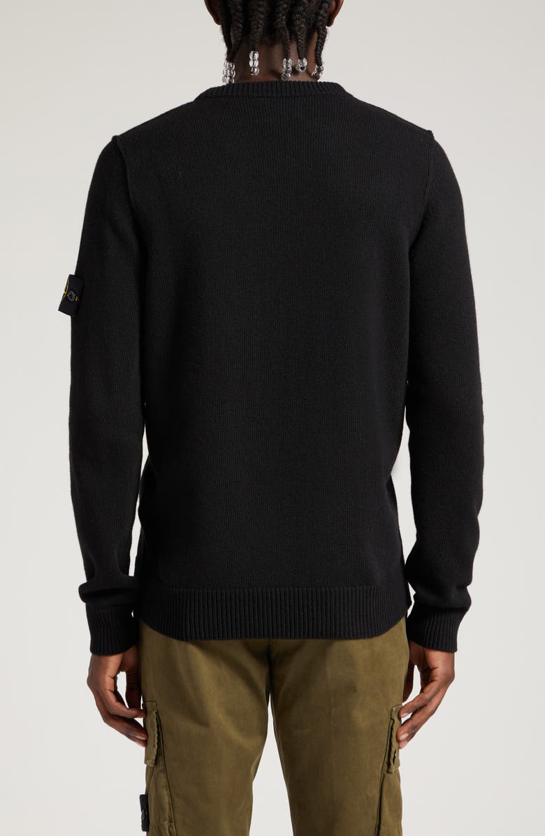 Stone Island Crewneck Wool Blend Sweater, Alternate, color, Black