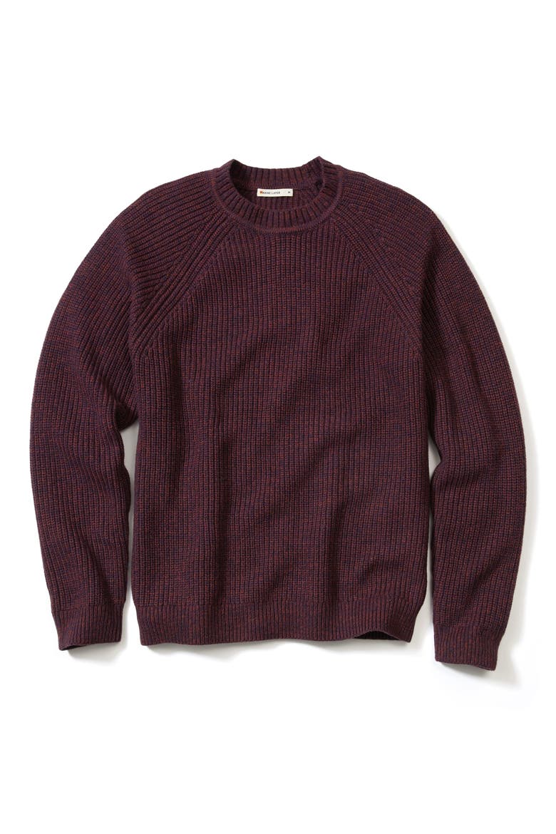 Inverness Rib Crewneck Sweater, Alternate, color, SANGRIA/ VENEER