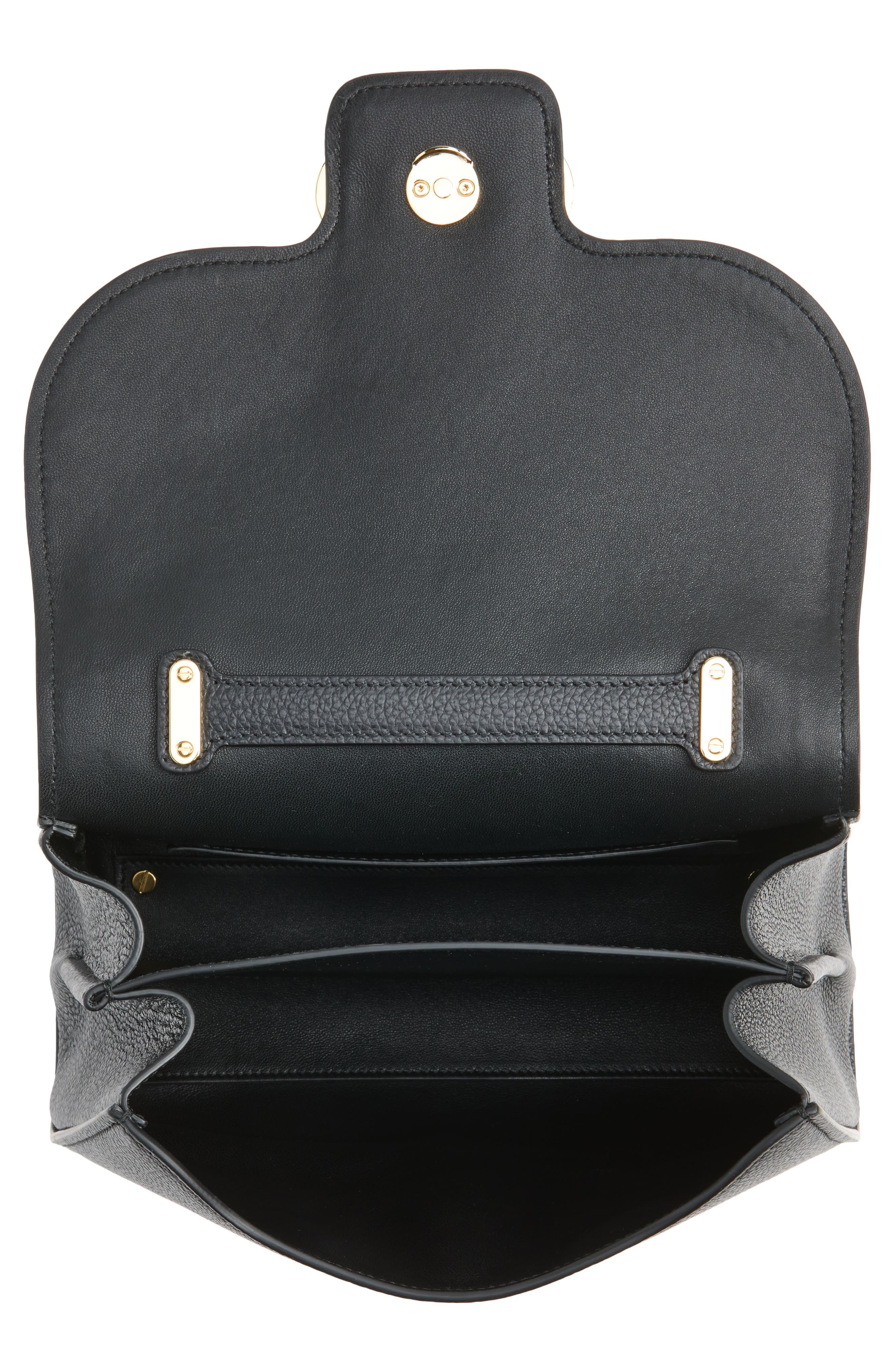 Medium Double Gancini Leather Top Handle Bag, Alternate, color, NERO