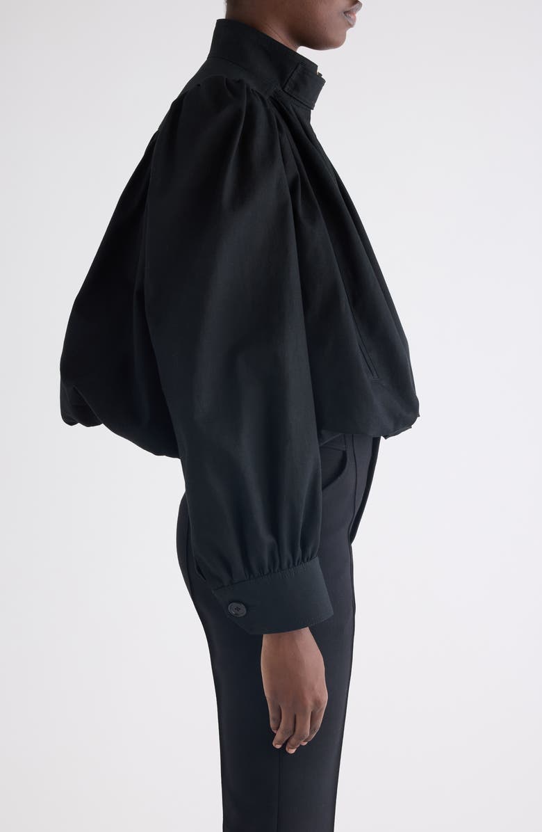 Chloé Crop Balloon Hem Cotton Zip Jacket, Alternate, color, Black