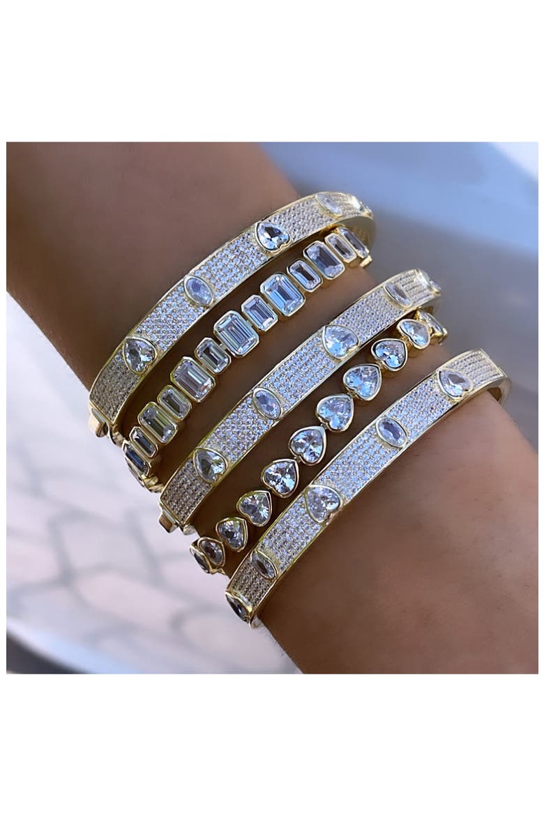 Cubic Zirconia Heart Tennis Bracelet, Alternate, color, GOLD/ WHITE