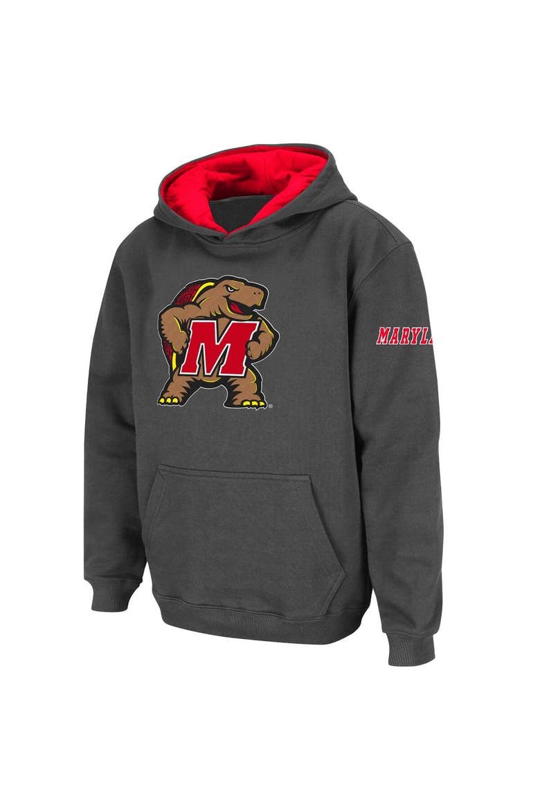 Youth Stadium Athletic Charcoal Maryland Terrapins Big Logo Pullover Hoodie, Main, color, Charcoal