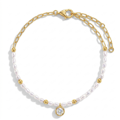 CZ Pearl Womens Plated Bracelet
