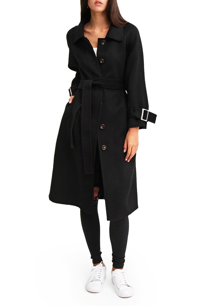 Shore To Shore Wool Coat, Alternate, color, BLACK