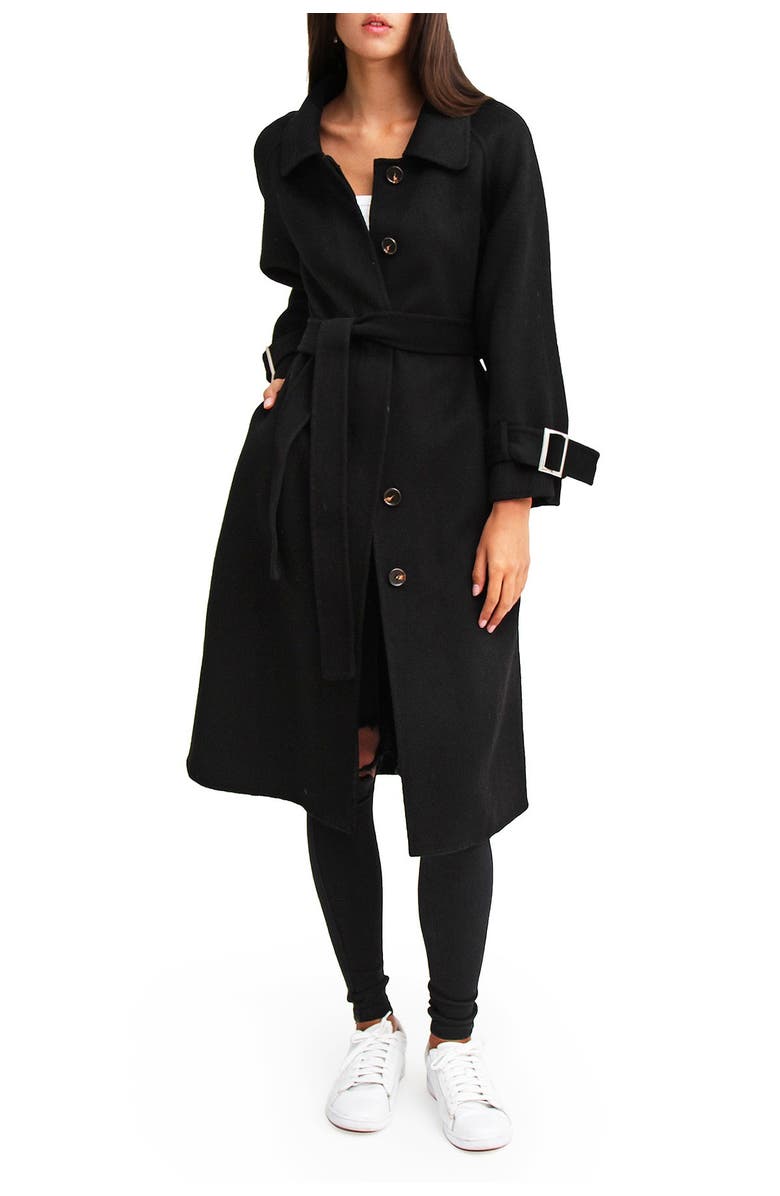 Belle & Bloom Shore To Shore Wool Coat, Alternate, color, Black
