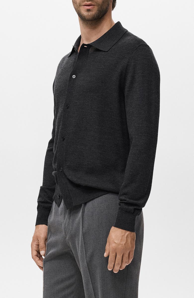 MANGO Wool Cardigan, Alternate, color, Dark Heather Grey