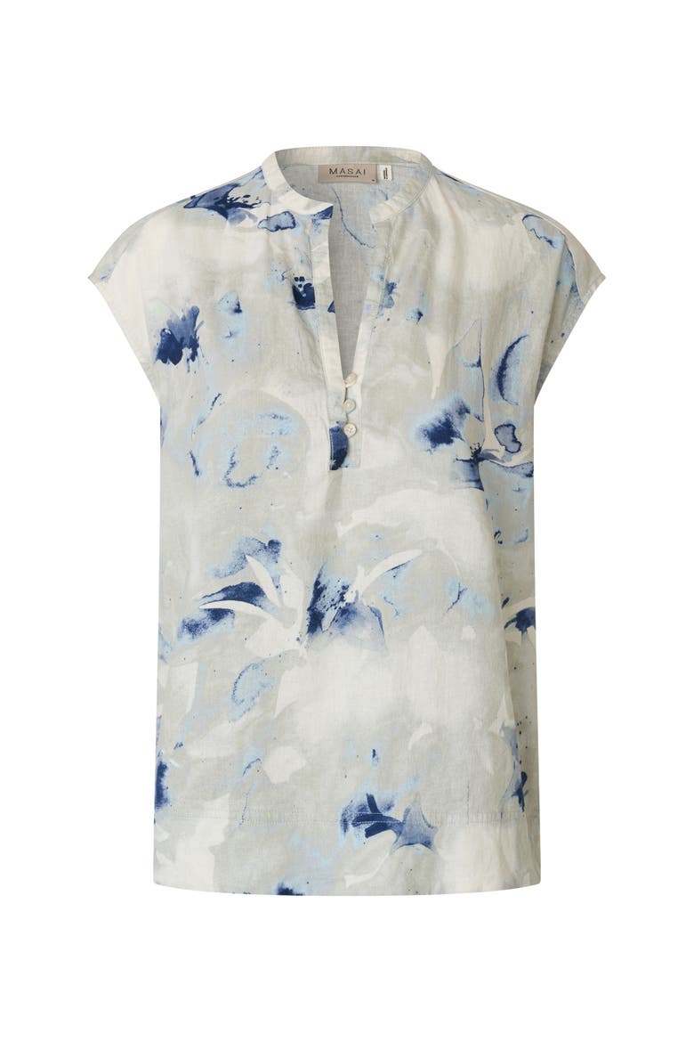 Maelphira Floral Cap Sleeve Top, Alternate, color, Skyway