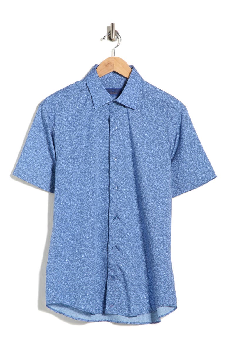 Casual Short Sleeve Button-Up Shirt, Alternate, color, NAVY/ SKY