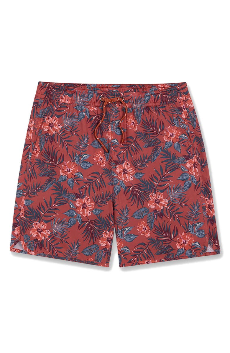 Fair Harbor Kids' Anchor Print Water Repellent Swim Trunks, Main, color, Red Islander