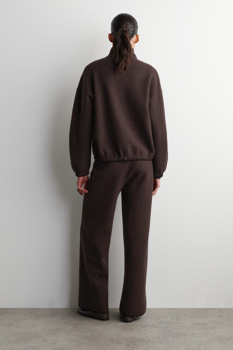 Boiled Merino Wool Wide-Leg Pants, Alternate, color, BROWN MÉLANGE
