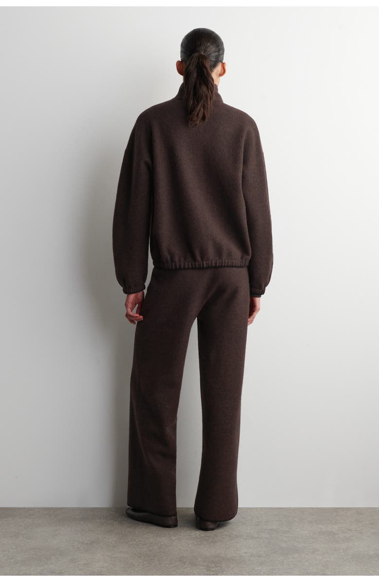 COS Boiled Merino Wool Wide-Leg Pants, Alternate, color, Brown Mélange