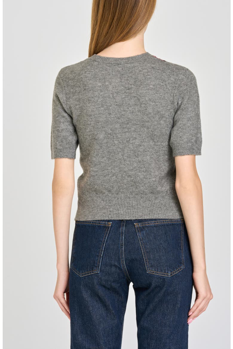 Esther Short Sleeve Cardigan, Alternate, color, GREY