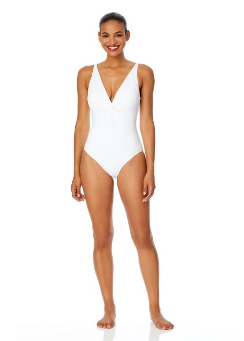 ANNE COLE LIVE IN COLOR PLUNGE TWIST ONE PIECE SWIMSUIT 