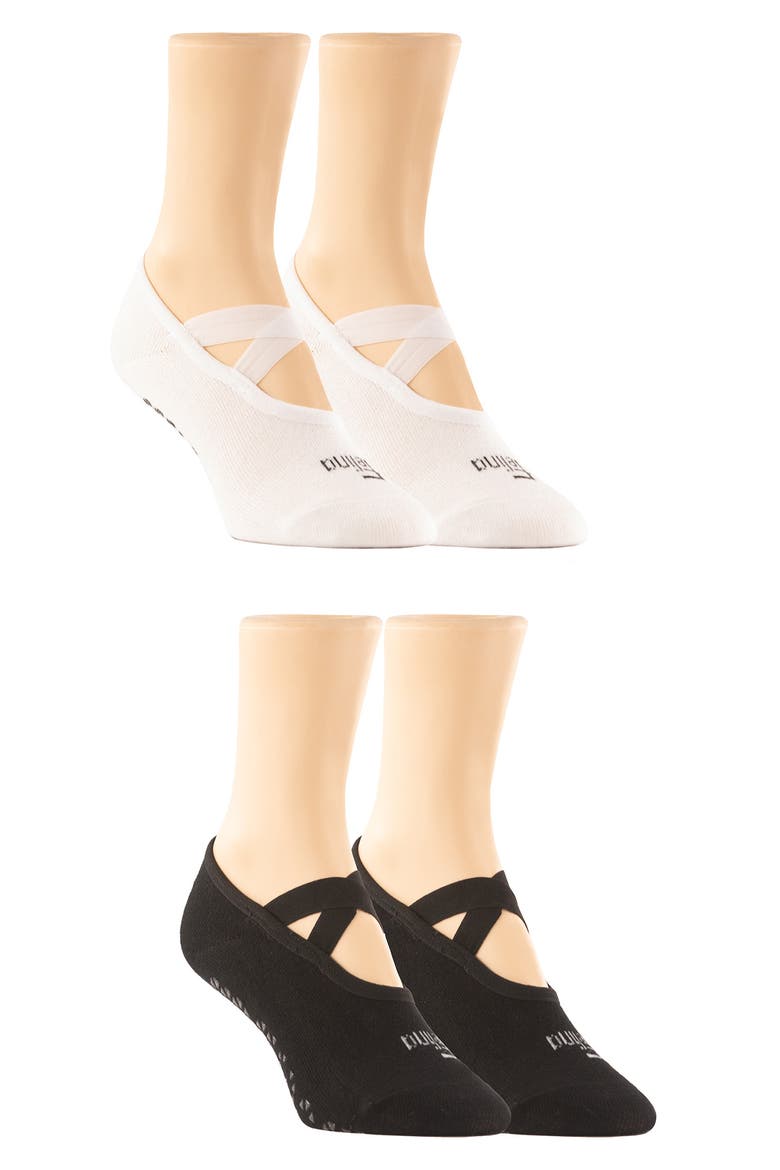 2-Pack Pilates Socks, Alternate, color, BLACK/ WHITE