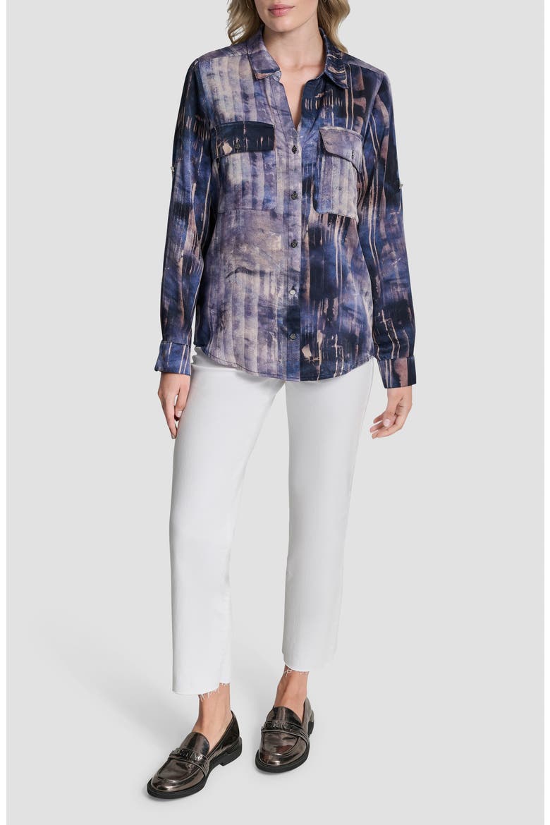 Abstract Print Roll-Tab Sleeve Button-Up Shirt, Alternate, color, HUDSON LIGHTS