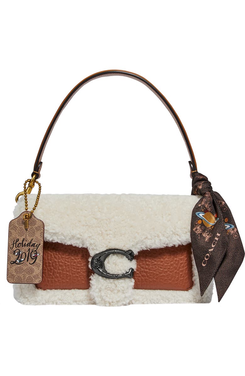COACH Tabby Genuine Shearling & Leather Crossbody Bag, Alternate, color,
