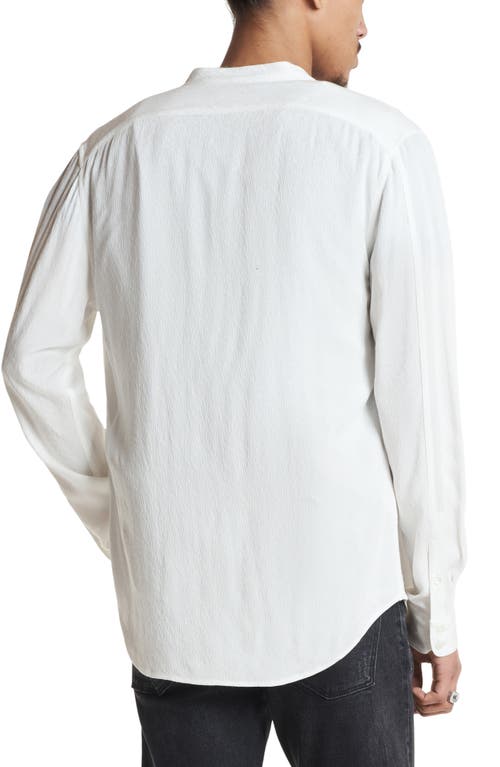 John Varvatos Estill Textured Band Collar Button-up Shirt In White