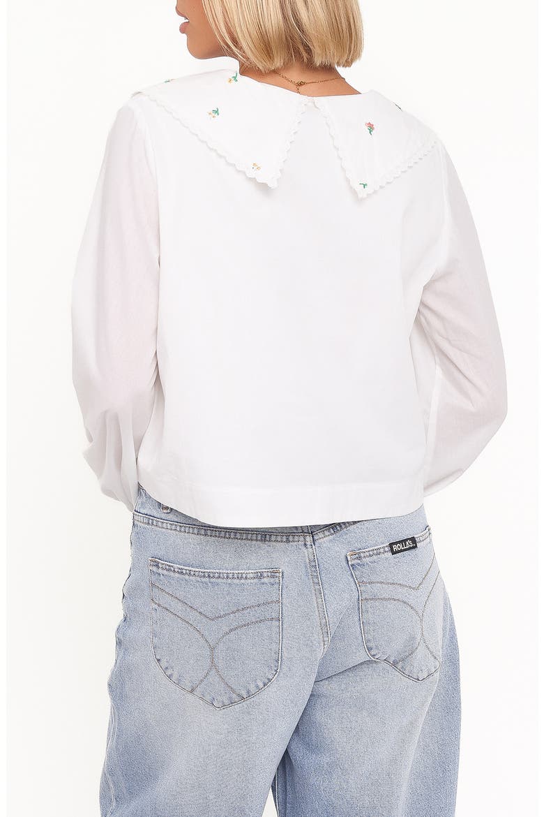 Kenna Embroidered Collared Cotton Poplin Top, Alternate, color, WHITE FLORAL