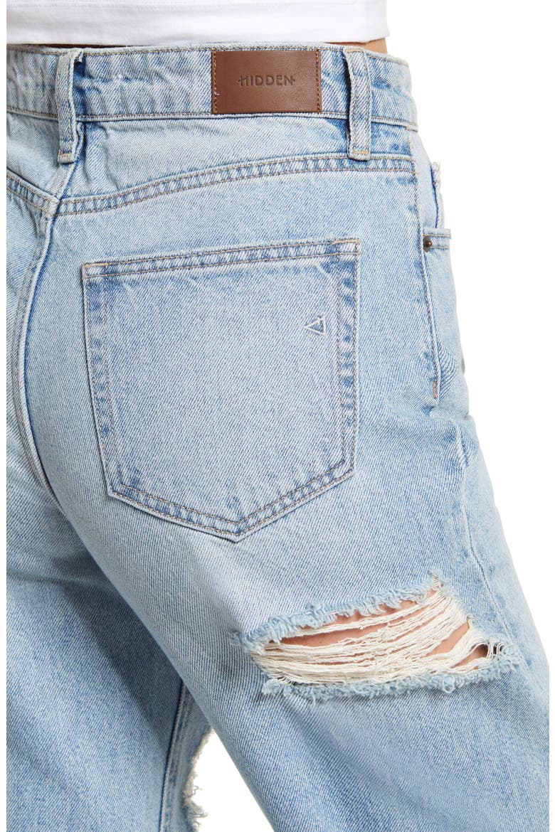 Distressed Tapered Mom Jeans, Alternate, color, MEDIUM WASH
