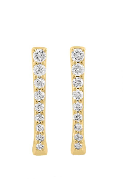 Diamond Bar Hoop Earrings in 14K Yellow Gold