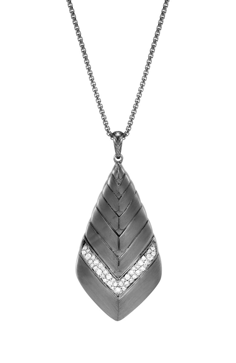 John Hardy Modern Chain Long Diamond Pavé Pendant Necklace, Alternate, color,
