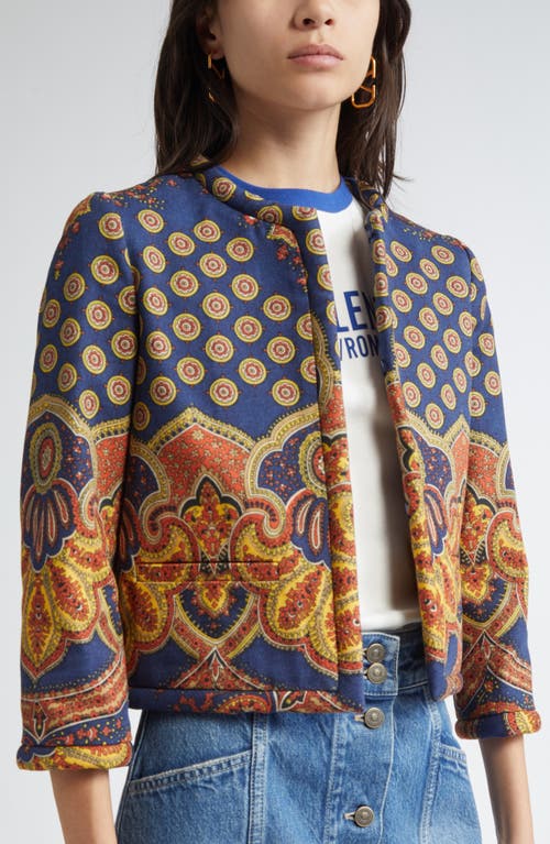 Valentino Garavani Paisley Crop Denim Jacket In Multi